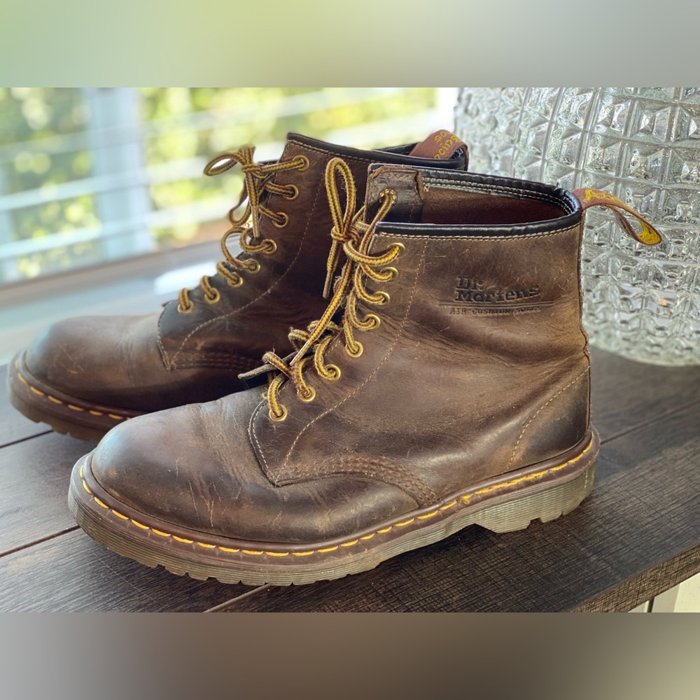 Dr. Martens Vintage Brown Leather Chunky Combat England Lace Up Boots